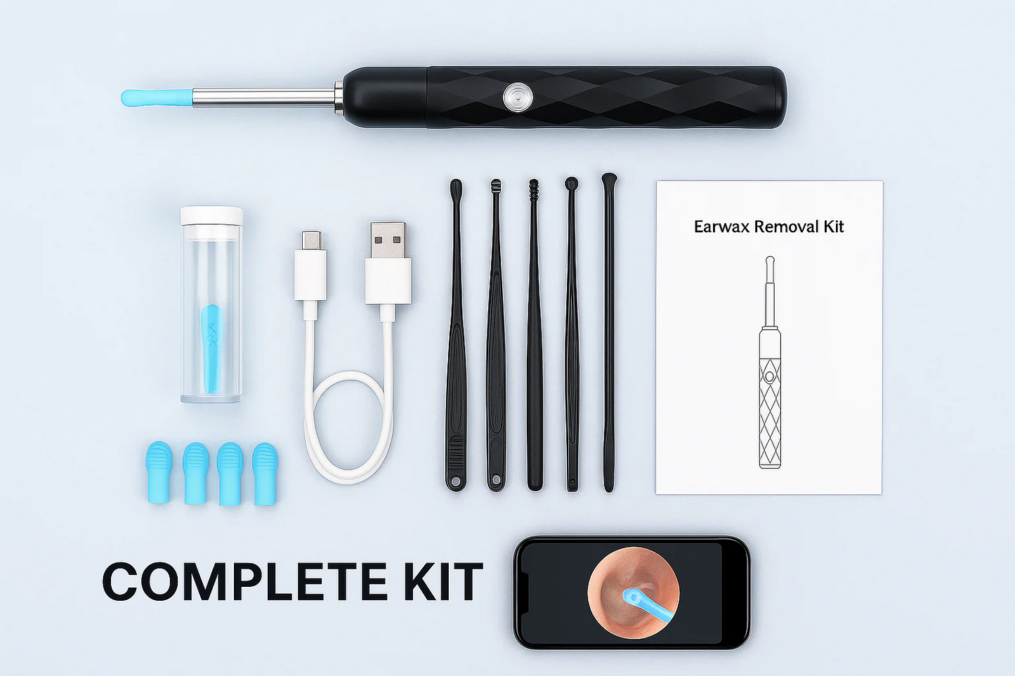 Ear Cleaner Wireless Otoscope Removal Tool With Camera 6 LED Light