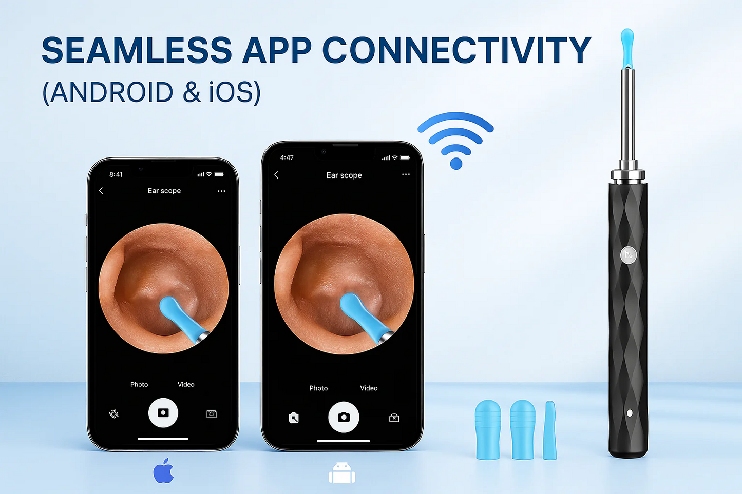 Ear Cleaner Wireless Otoscope Removal Tool With Camera 6 LED Light