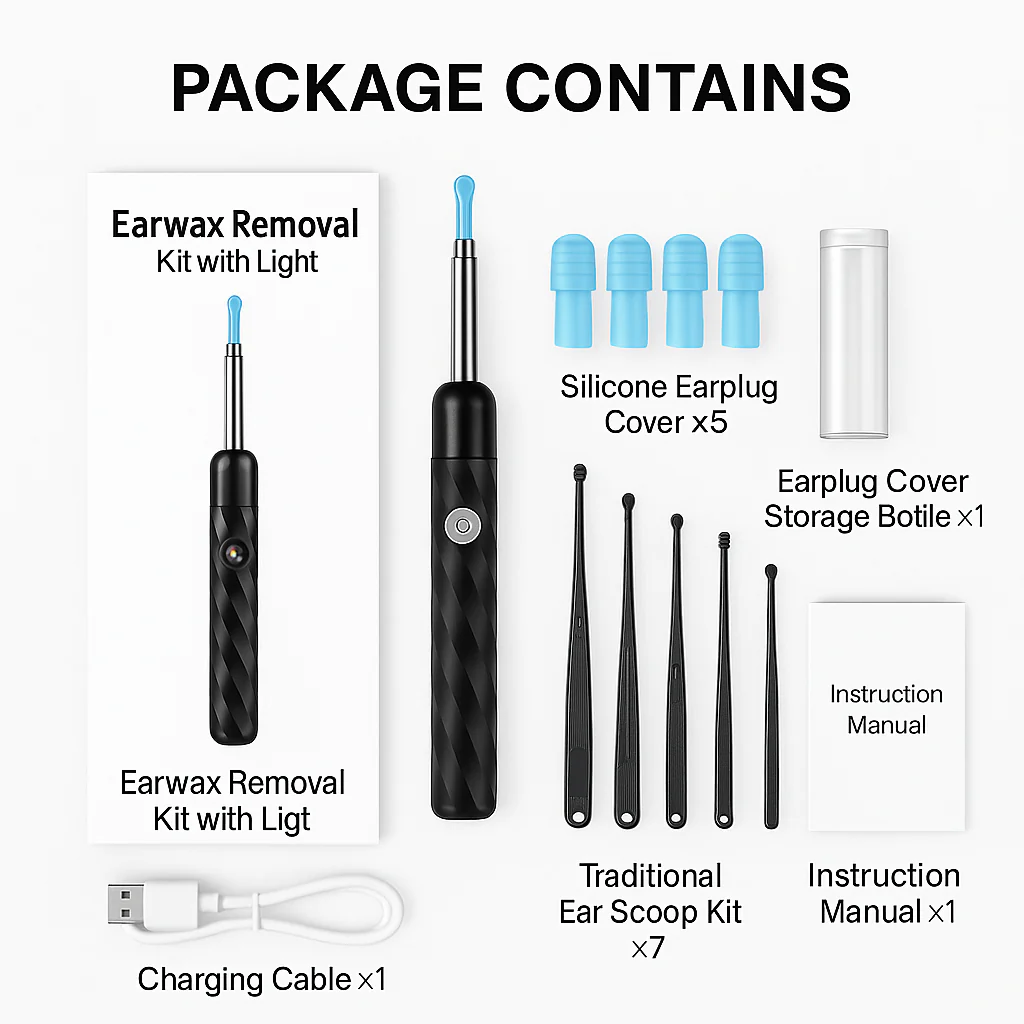 Ear Cleaner Wireless Otoscope Removal Tool With Camera 6 LED Light